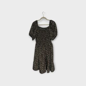 Black Floral Smocked Midi Dress - Unbranded